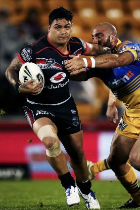 Strong start: Issac Luke set up a try for Simon Mannering in the first half but didn't enjoy much luck after that as the Warriors were thumped 40-18.