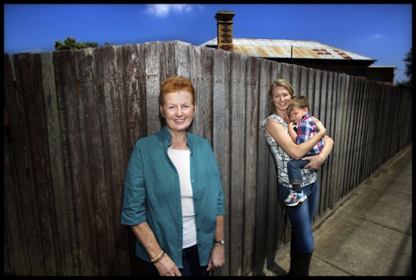 As a six year old in 1949, Isobel Saxelby (front) from Scotland was feted as the 100,000th post-war migrant. She is photographed with her daughter Lisa Kouden and grandson Otto De Wit.