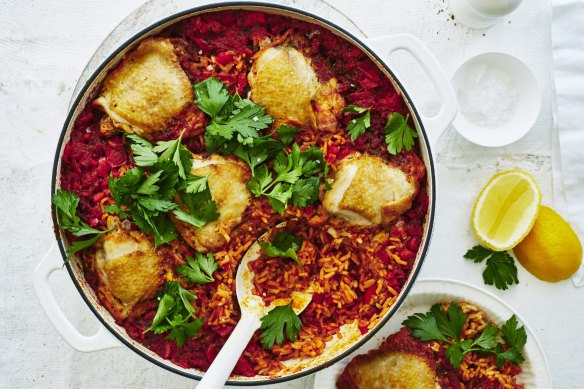 Adam Liaw's arroz con pollo