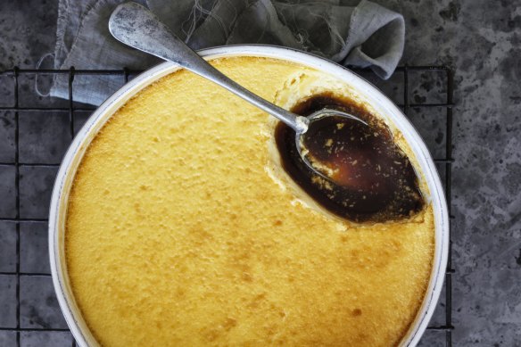 Baked sour cream custard.