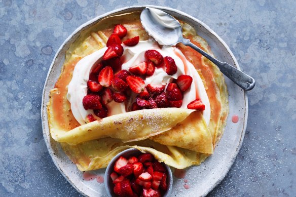 Strawberry and cream crepes.