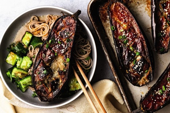 Beautiful golden glaze: Nagi Maehashi's miso-glazed eggplant.