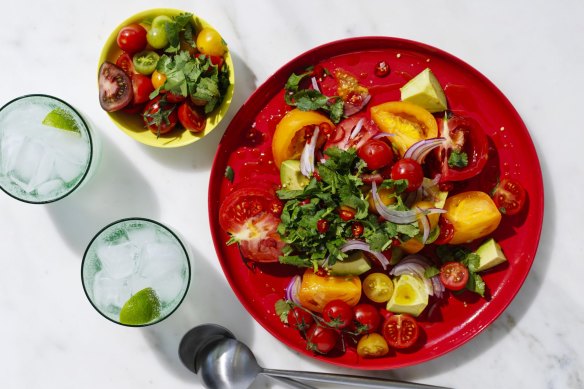 Tomato and avocado salad.