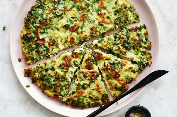 Spring onion omelette.