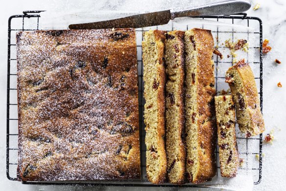 Brown sugar, apricot and almond slice.