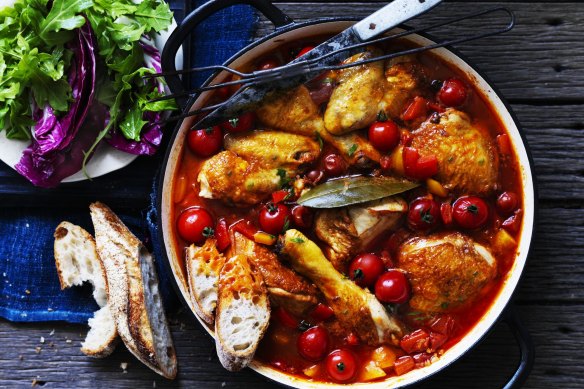 Italian chicken with capsicum and summer tomatoes.
