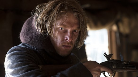 Domhnall Gleeson as Captain Andrew Henry in <i>The Revenant</i>. Gleeson says the cast told jokes to help cope with the extreme conditions faced during filming.