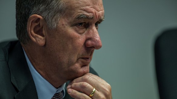 Graham Potts, one of the four businessmen who sold land in Glebe Park to the ACT government in 2015, giving evidence on Friday to a parliamentary committee that is scrutinising the deal.