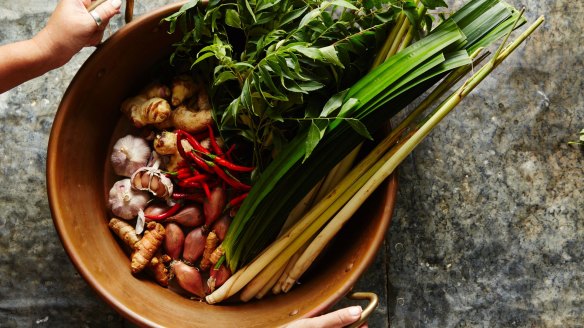 Curry and sambol ingredients at Lankan Filling Station.