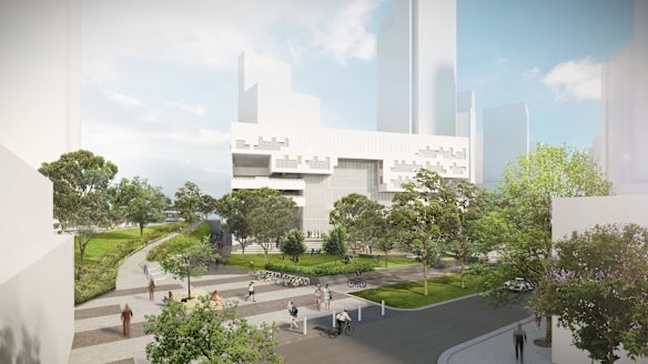 An artist's impression of the planned five-storey school.