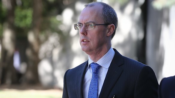 Solicitor-General Stephen Donaghue arrives at the High Court on on Thursday.
