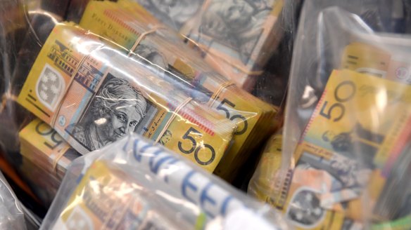 Seized items on display at a media conference at the AFP headquarters in Sydney.