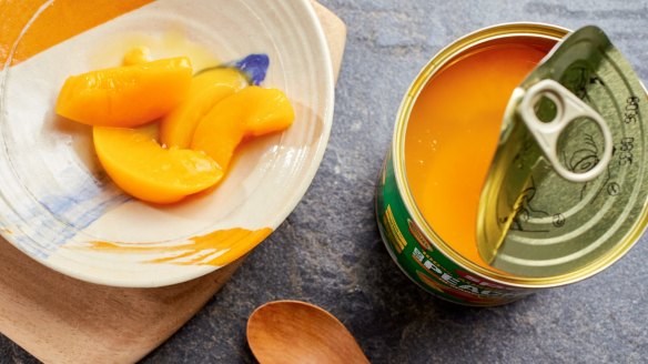 Cans - The Age gfep11-coverCans
Can of peaches, open, with plate, and spoon