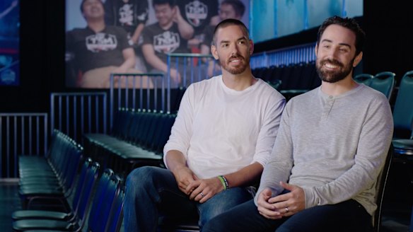 Riot Games co-founders Marc Merrill and Brandon Beck.