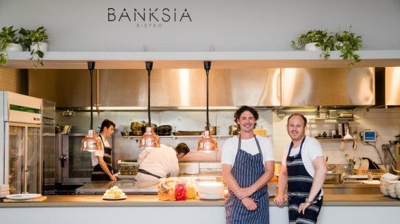 Chef Colin Fassnidge and head chef Leigh McDivitt at Banksia Bistro. 