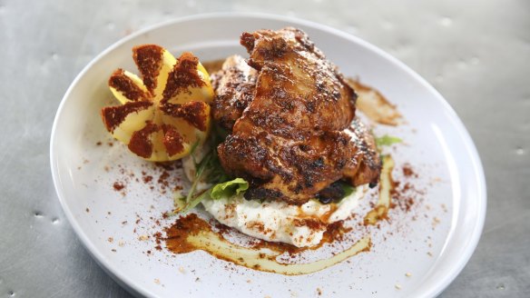 The chicken thighs come marinated in yoghurt and feta brine.