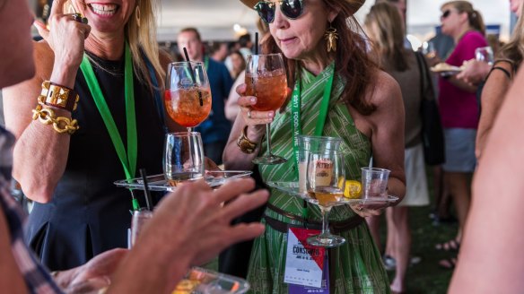 Festival goers sample food and drink at the annual Food and Wine Classic in Aspen, Colorado.