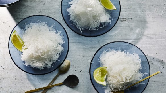 Faloodeh - refreshing rose and lime granita threaded with rice noodles.