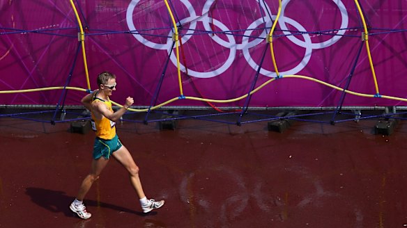 Jared Tallent in action in the 50-kilometre walk at the London Games.