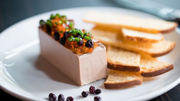 Chicken liver parfait with sweet sour jelly at Bistro Rex.