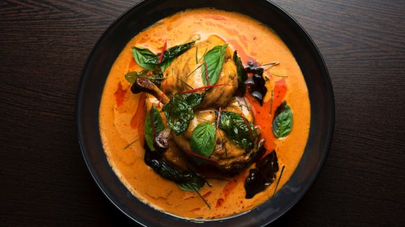 Panang curry with duck confit and roast pumpkin.