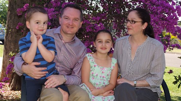 Bowen and his wife, Rebecca Mifsud ("He wore me down," she says of his courting technique), with their son Max, 8, and daughter Grace, 11.