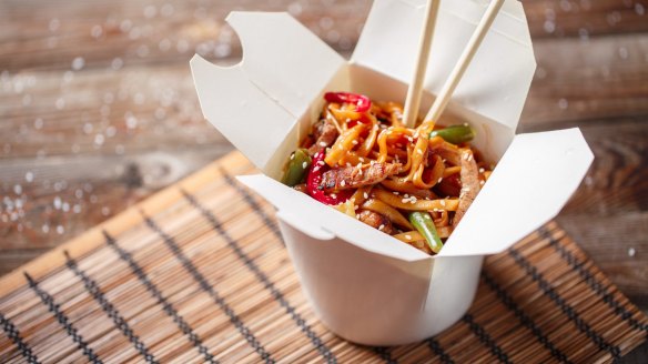 The takeaway noodle box is better suited to couches than parties.