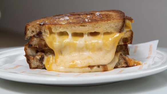 Triple threat: Three-cheese toastie with emmental, gruyere and cheddar, caramelised onion and horseradish mayo.