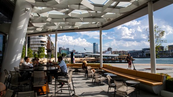 Woodcut has a rock-star location by the water at Barangaroo, with a broad, shady terrace. 