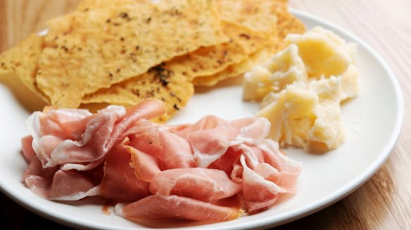 Go-to dish: Prosciutto di Parma Principe and parmigiano reggiano with carasau crispbread.