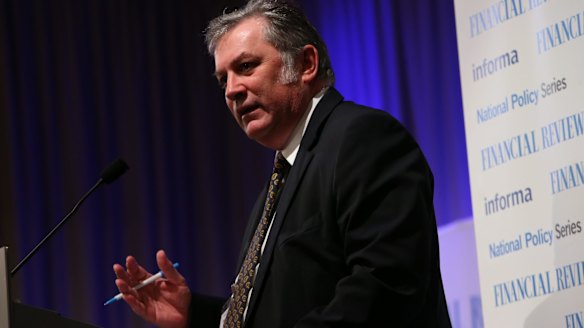 AFR editor-in-chief Michael Stutchbury speaking at the Banking and Wealth Summit.