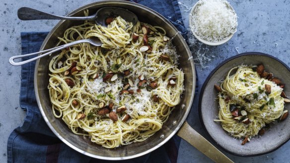 Danielle Alvarez's pantry pasta with lemon, cream, oregano and almonds.