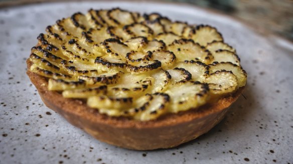 Baby corn tart, with parmesan and sweetcorn.