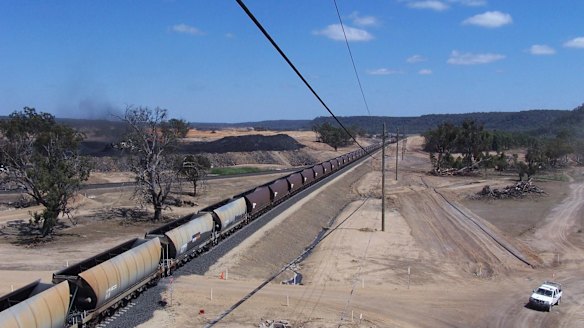 Coal railway to the Wilpinjong mine, near Mudgee, north-west of Sydney.