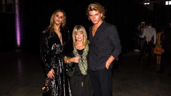 Jordan Barrett with his mum Julie Barrett and friend Cheyenne Tozzi.
