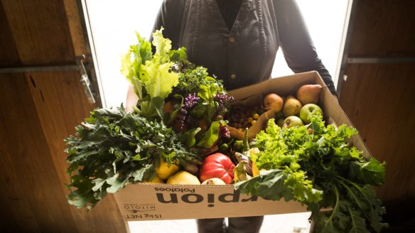 A produce box from Brae's kitchen garden.