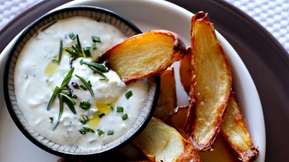 Salty potato skins are the perfect foil for sour cream.