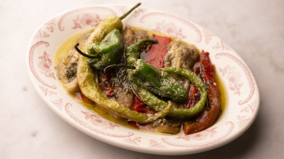 Escalivada is a fruity pile of grilled-until-collapsed eggplant and mixed peppers.
