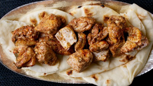 Tandoori chicken and naan bread.