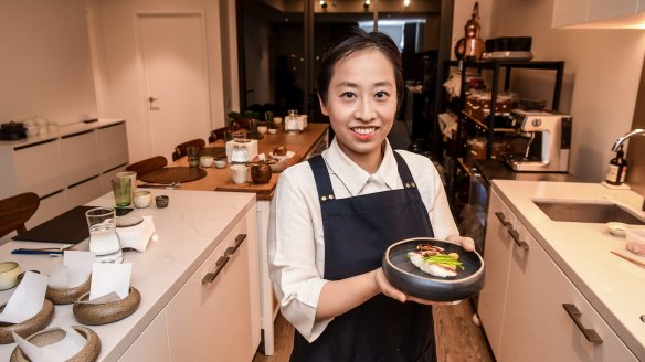 Chae pictured in the first iteration of CHAE restaurant in her former apartment in Brunswick. 