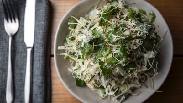 Shaved cabbage and buckwheat salad.