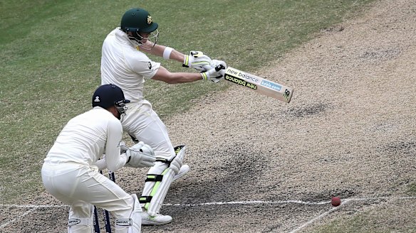 Peerless: Steve Smith cuts to bring up three figures. 