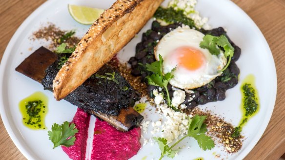 Braised beef short rib with spicy black beans.