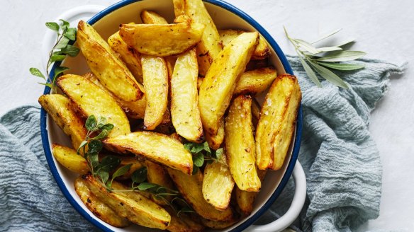 Greek-style roast potatoes with lemon and oregano.