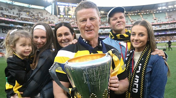 Tigers coach Damien Hardwick with his family.