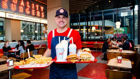 'Everything like a drive-in used to be': Co-founder Nik Rollison at Slim's Quality Burger in Sydney.