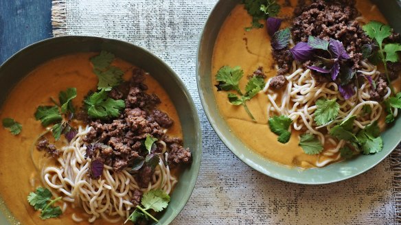 Laksa inspired by Sichuan dandan noodles.