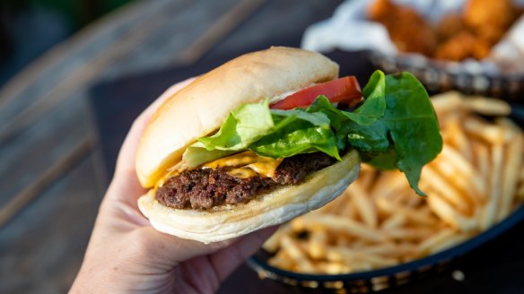 The cheeseburger is a glorious whirl of succulent meat and luscious oozing cheese.