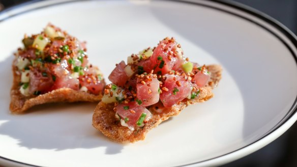 Tuna crudo, buckwheat pasta fritta. 