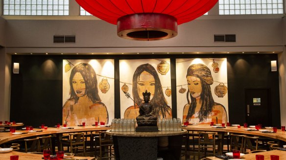 As are the collection of David Bromley paintings and the huge red lantern.